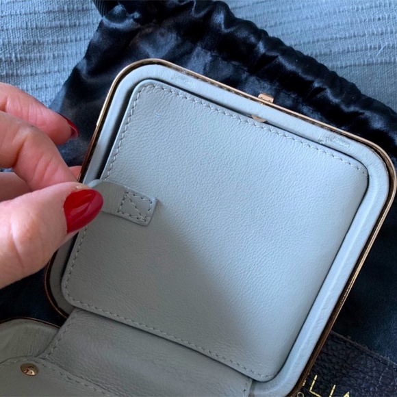 Zagliani 💯 AUTHENTIC mini clutch authentic snake 🐍 skin bright blue color - Picture 5 of 6